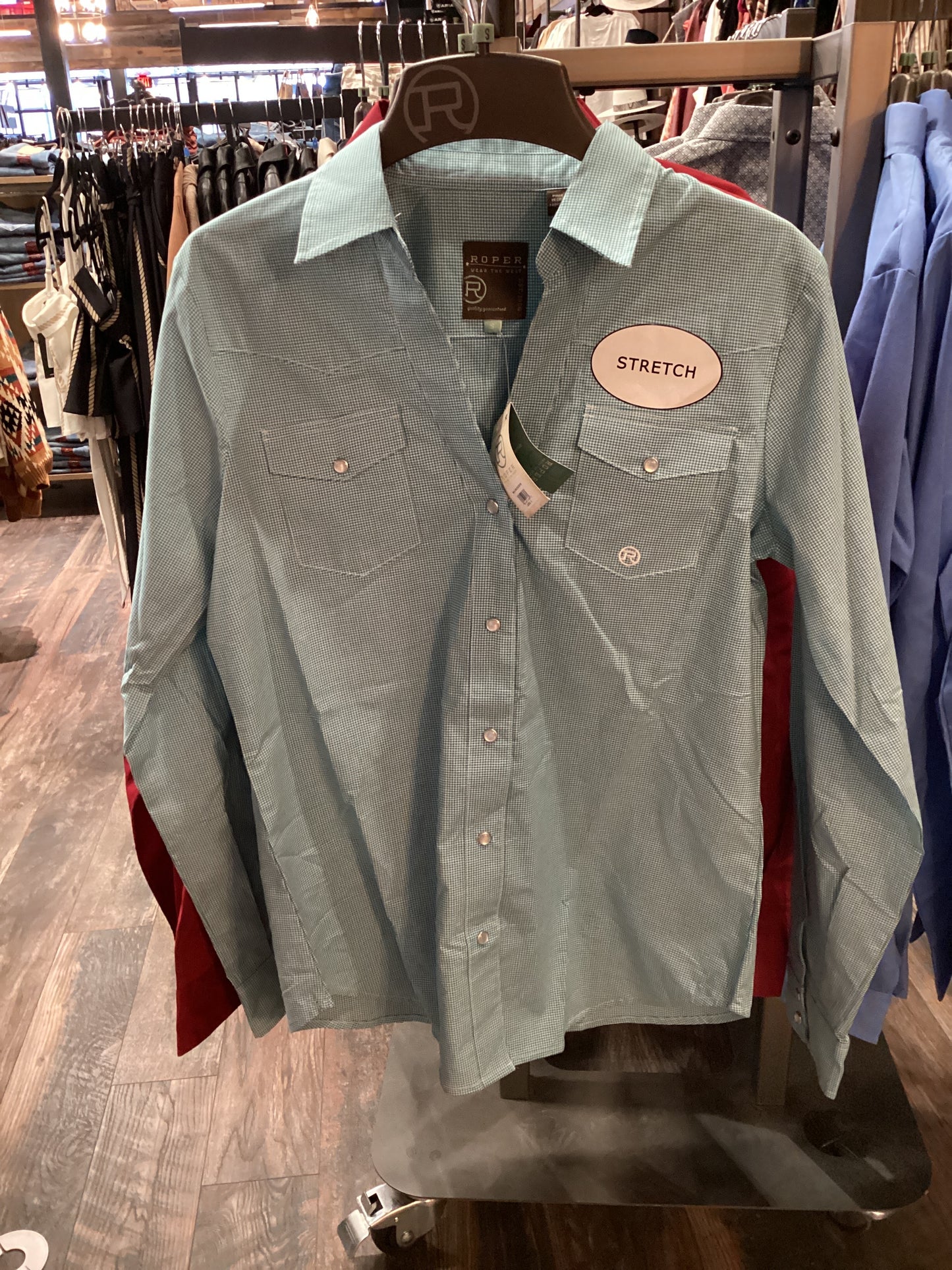 Roper Women's Minicheck Turquoise Snap Up