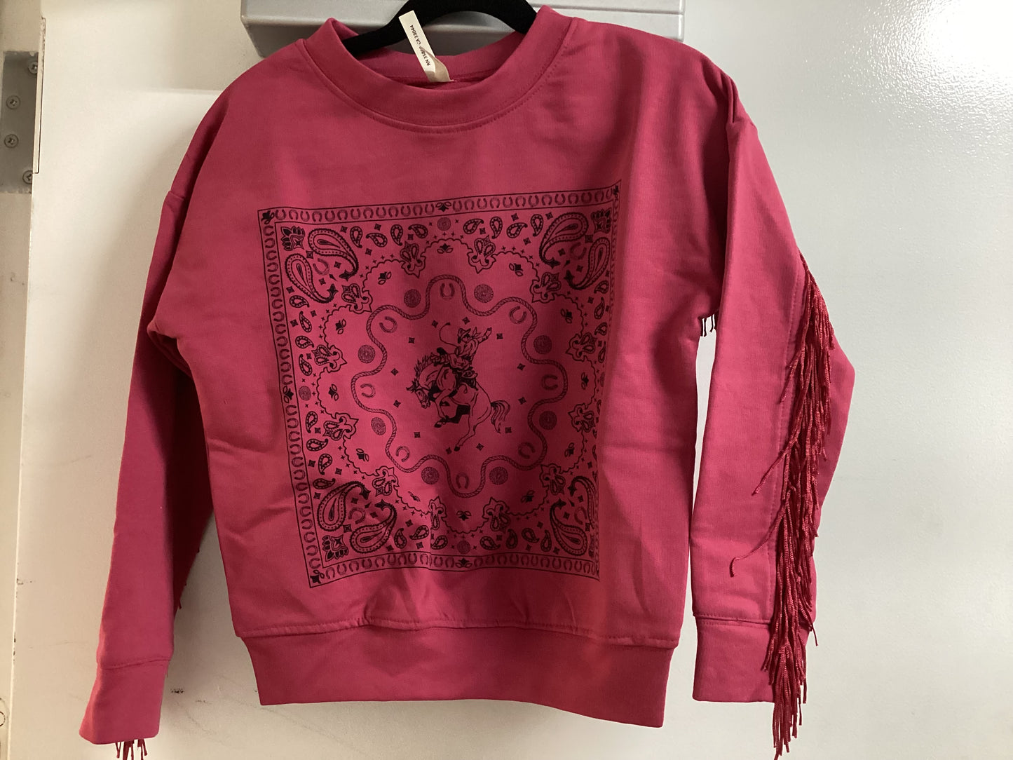 Girls Wine Tassel Pullover Sweatshirt