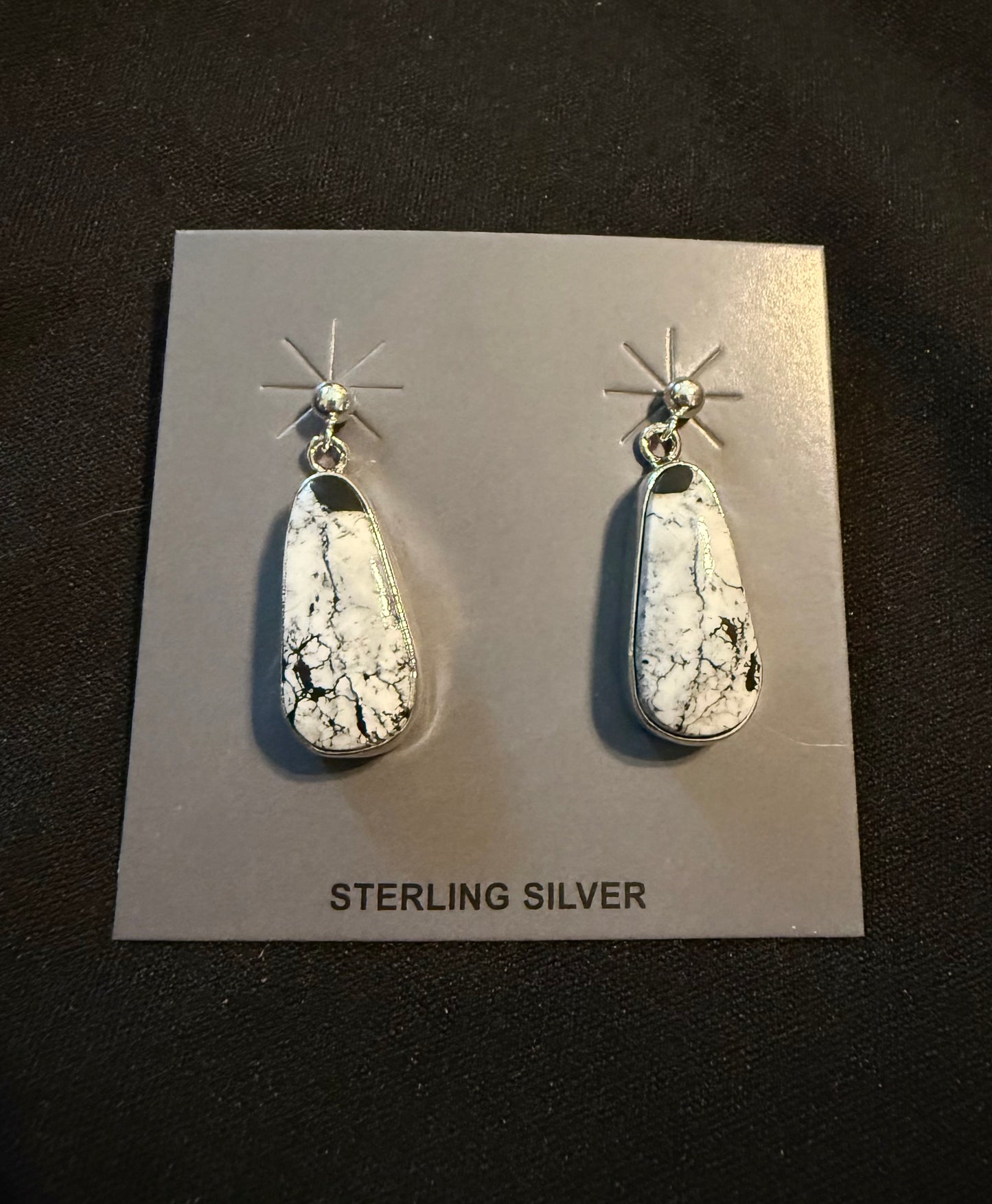 Authentic White Buffalo Tear Drop Earrings