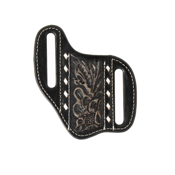 Nocona Black Floral Embossed Leather Knife Sheath