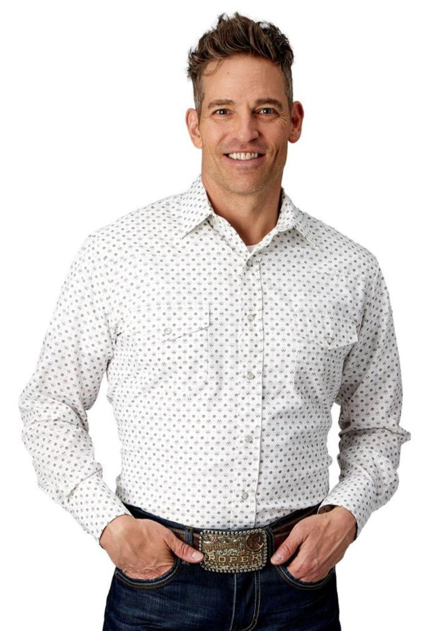 Roper Western Shirt Mens Long Sleeve Print Snap
