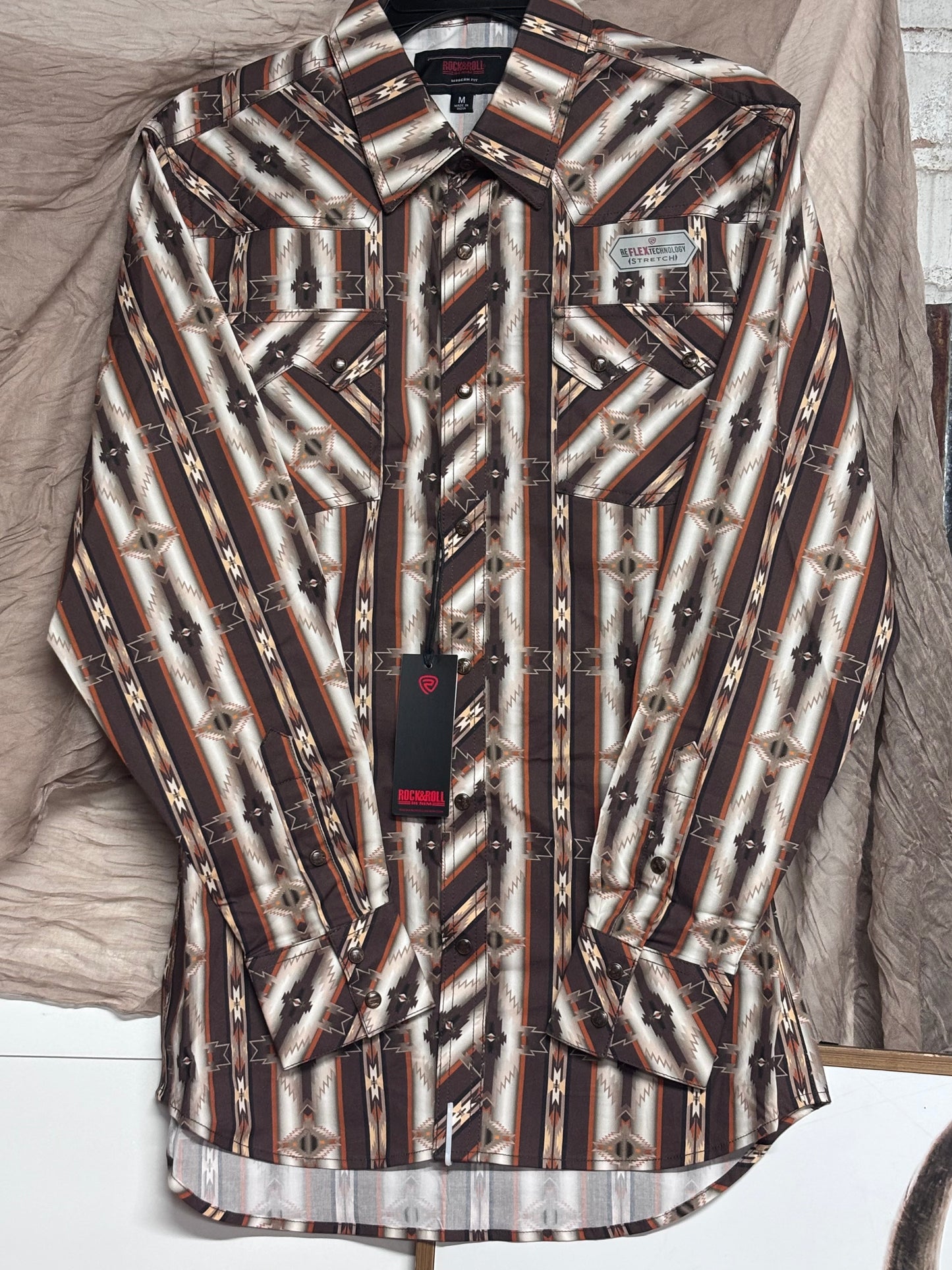 Aztec Brown Printed Men's Snap Up