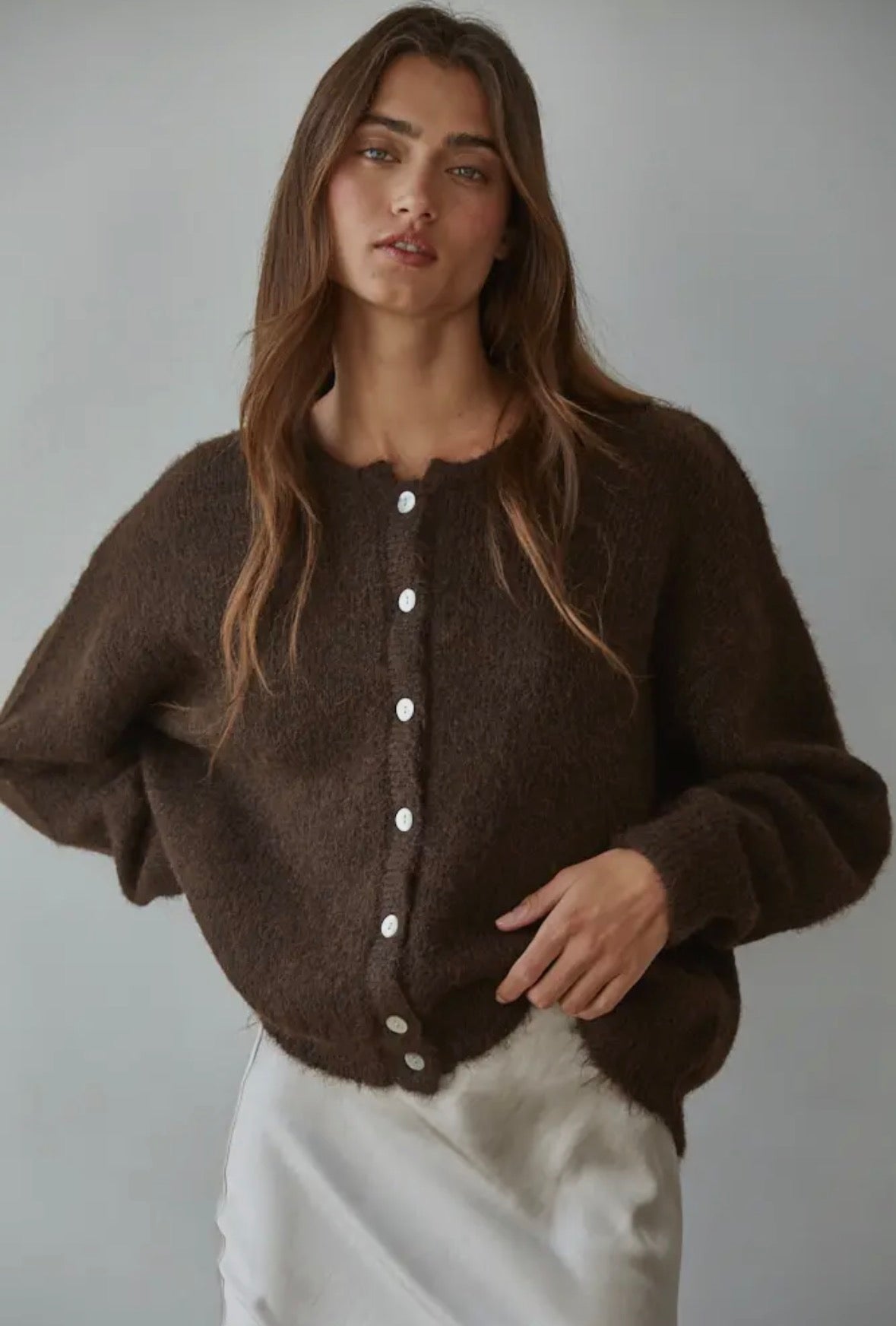 Walnut Knit Button Up Cardigan