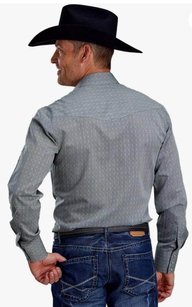 ROPER Western Shirt Mens L/S Abstract Snap Gray
