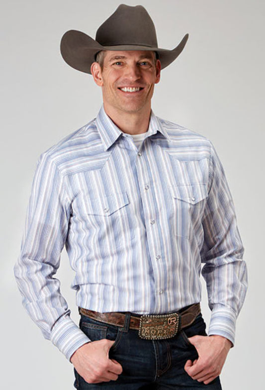 Roper Western Shirt Mens L/S Stripe Snap
