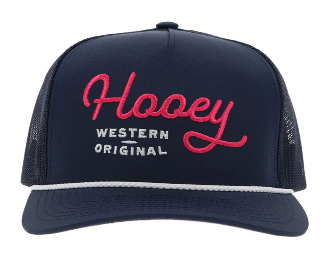Hooey OG Navy Trucker With Pink and White Stitching