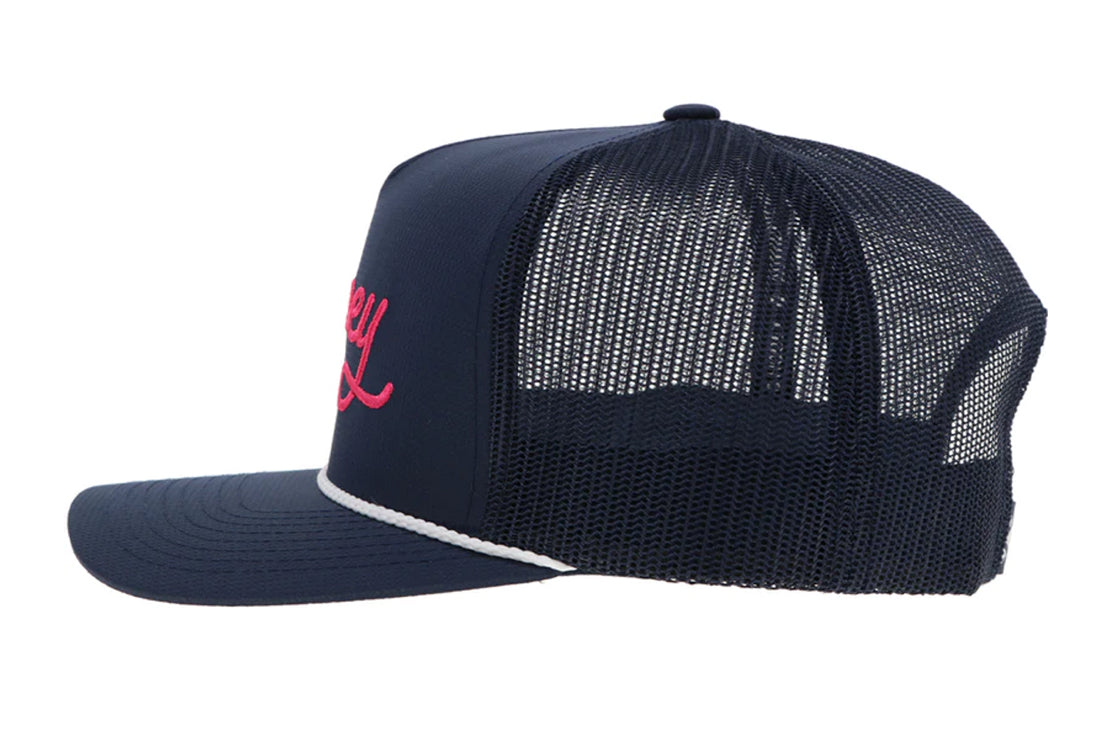 Hooey OG Navy Trucker With Pink and White Stitching