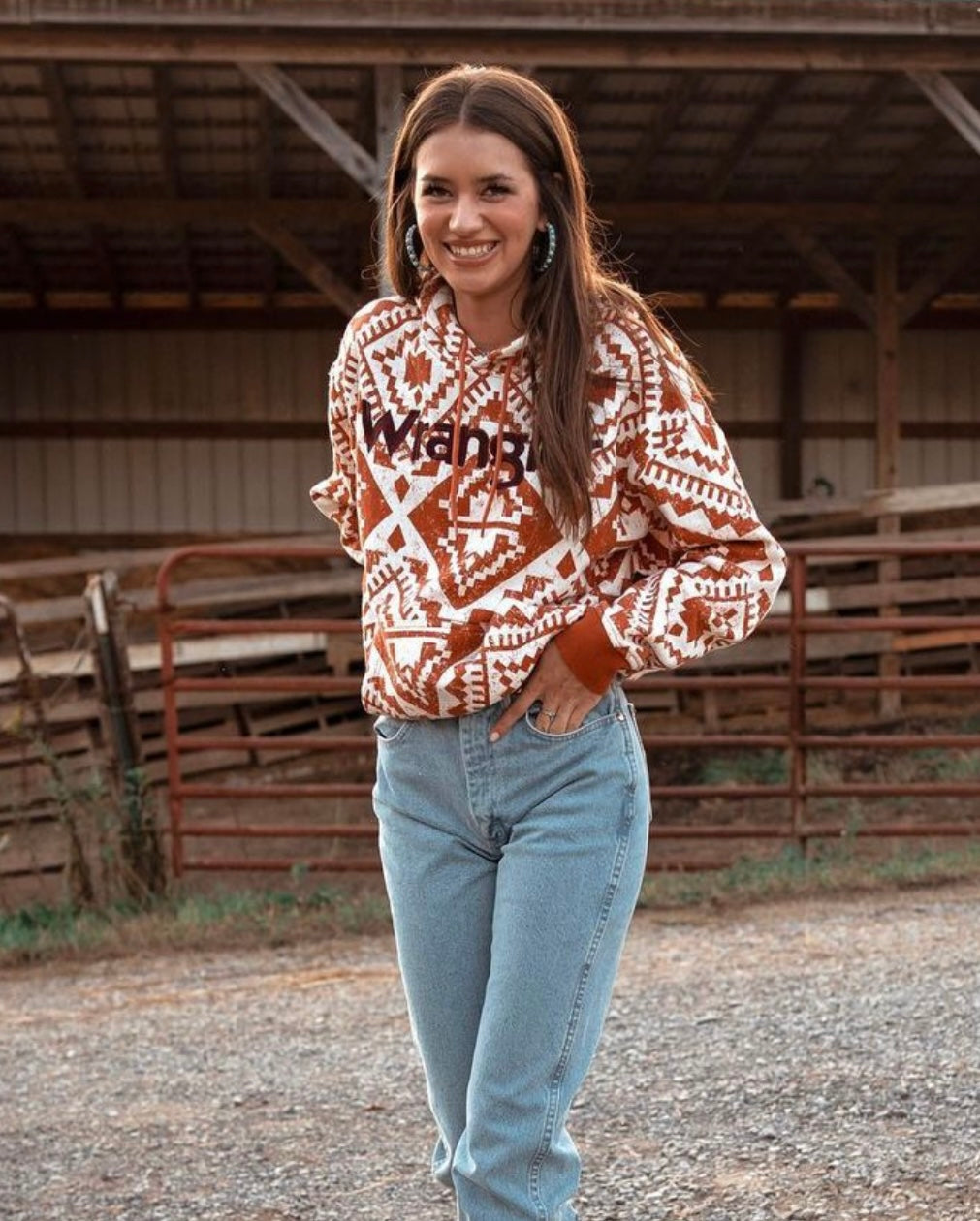 Wrangler Bold Logo Cinched Hoodie in Ginger Spice