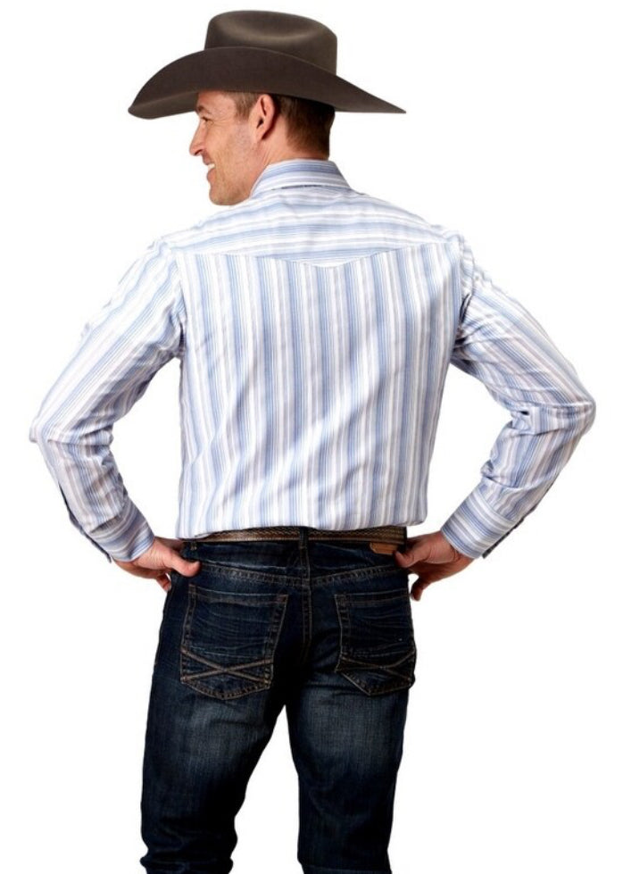 Roper Western Shirt Mens L/S Stripe Snap