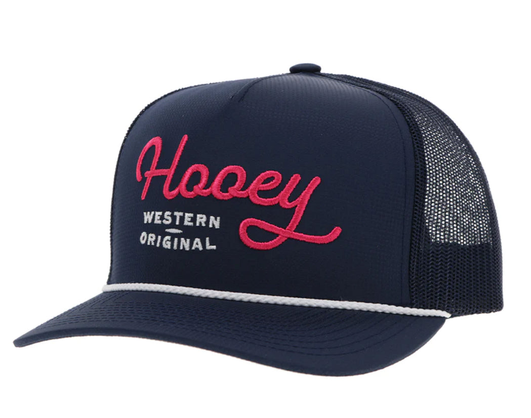 Hooey OG Navy Trucker With Pink and White Stitching
