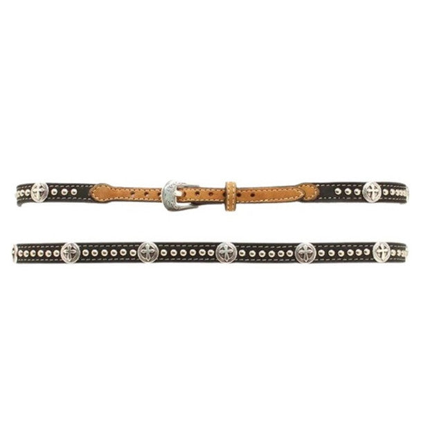 M&F BLACK/BROWN CROSS STUD HATBAND - ACCESSORIES OTHER