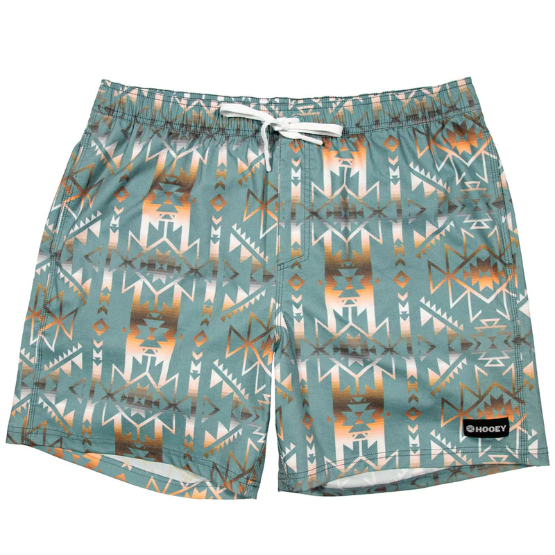 Big Wake Hooey Shorts - Teal/Tan Aztec