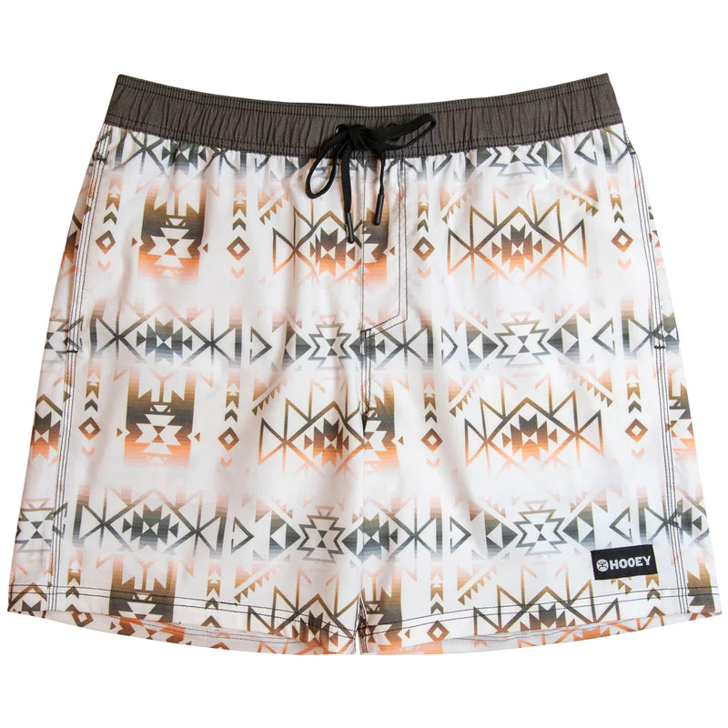 Big Wake Hooey Shorts - White/Brown Aztec