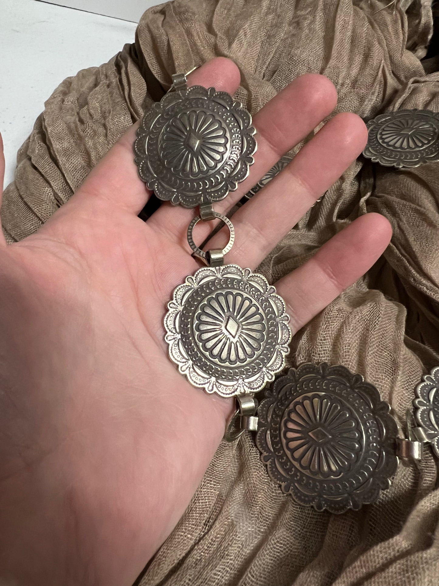 Sterling Silver Large Circle Concho Belt