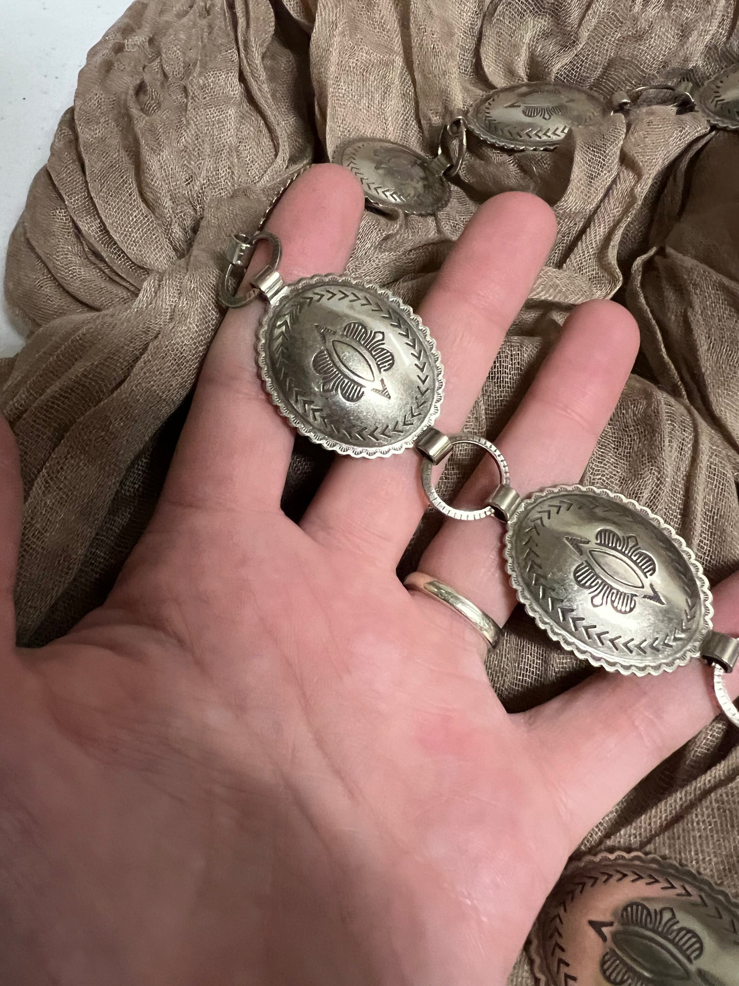 Sterling Silver Engraved Concho Belt