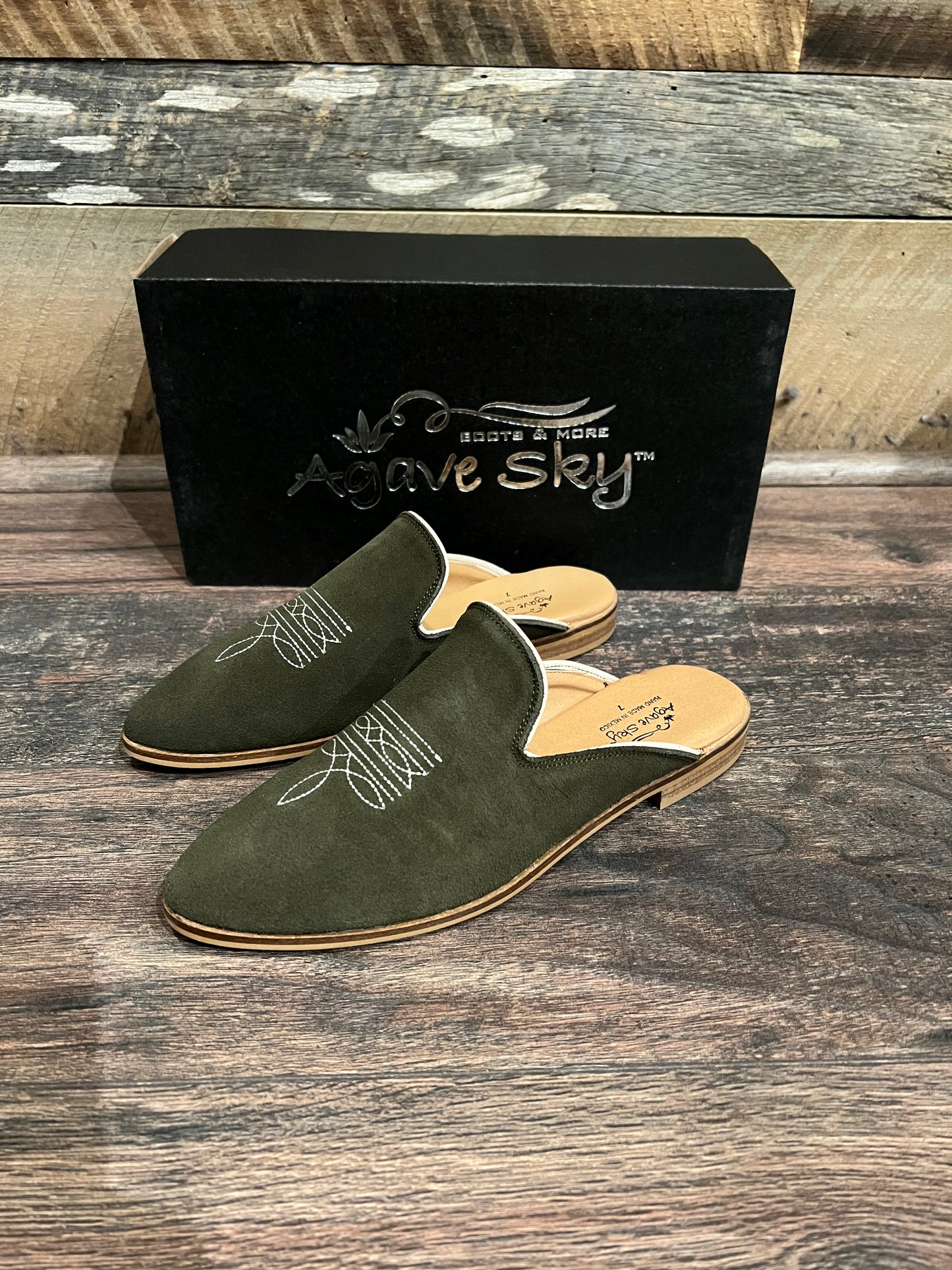 Adaire Western Olive Mule Flats