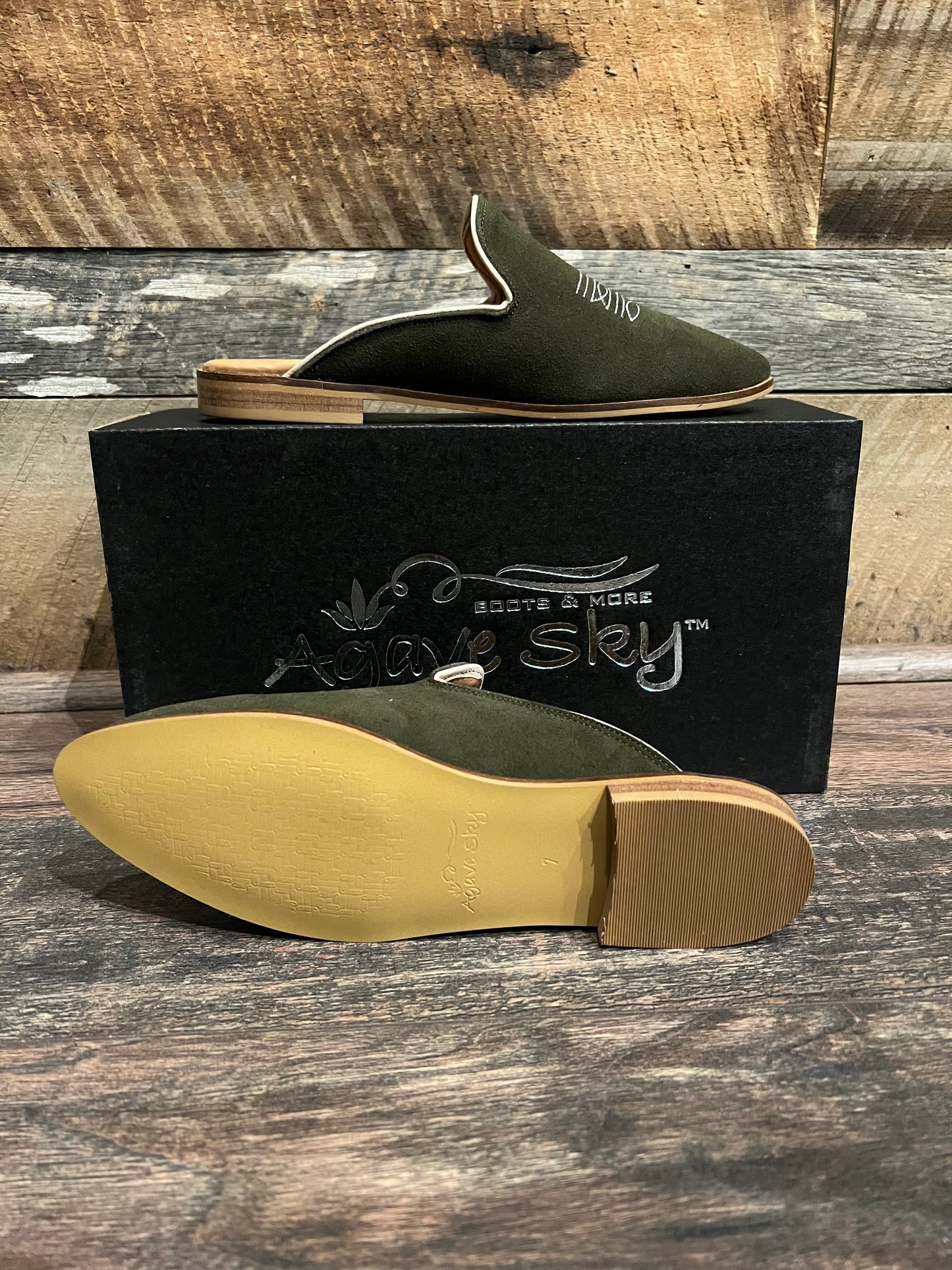Adaire Western Olive Mule Flats