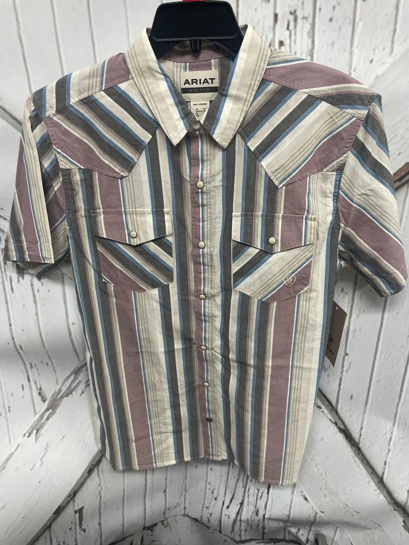 ARIAT SS HUGHIE RETRO SNAP SHIRT-GRY