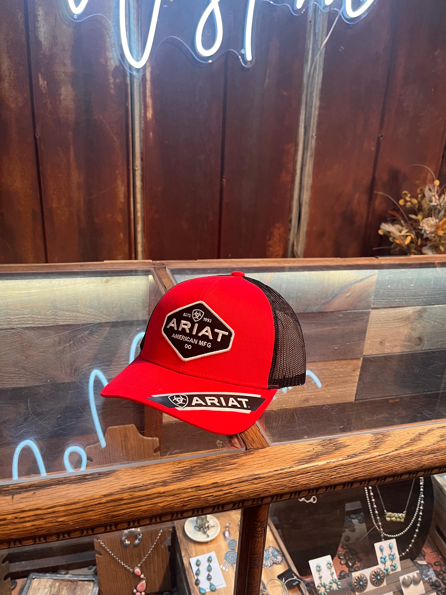 Ariat Red/Black Panel Snap Back Ball Cap