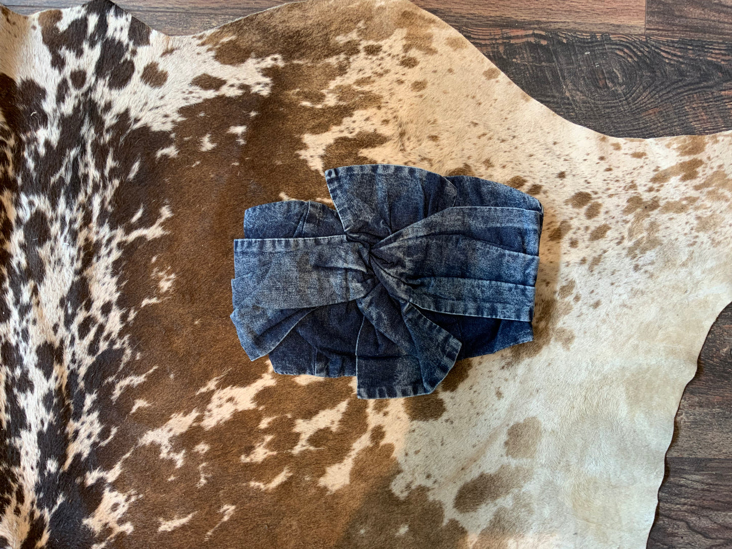 Denim Twisted Bow Bandeau Top