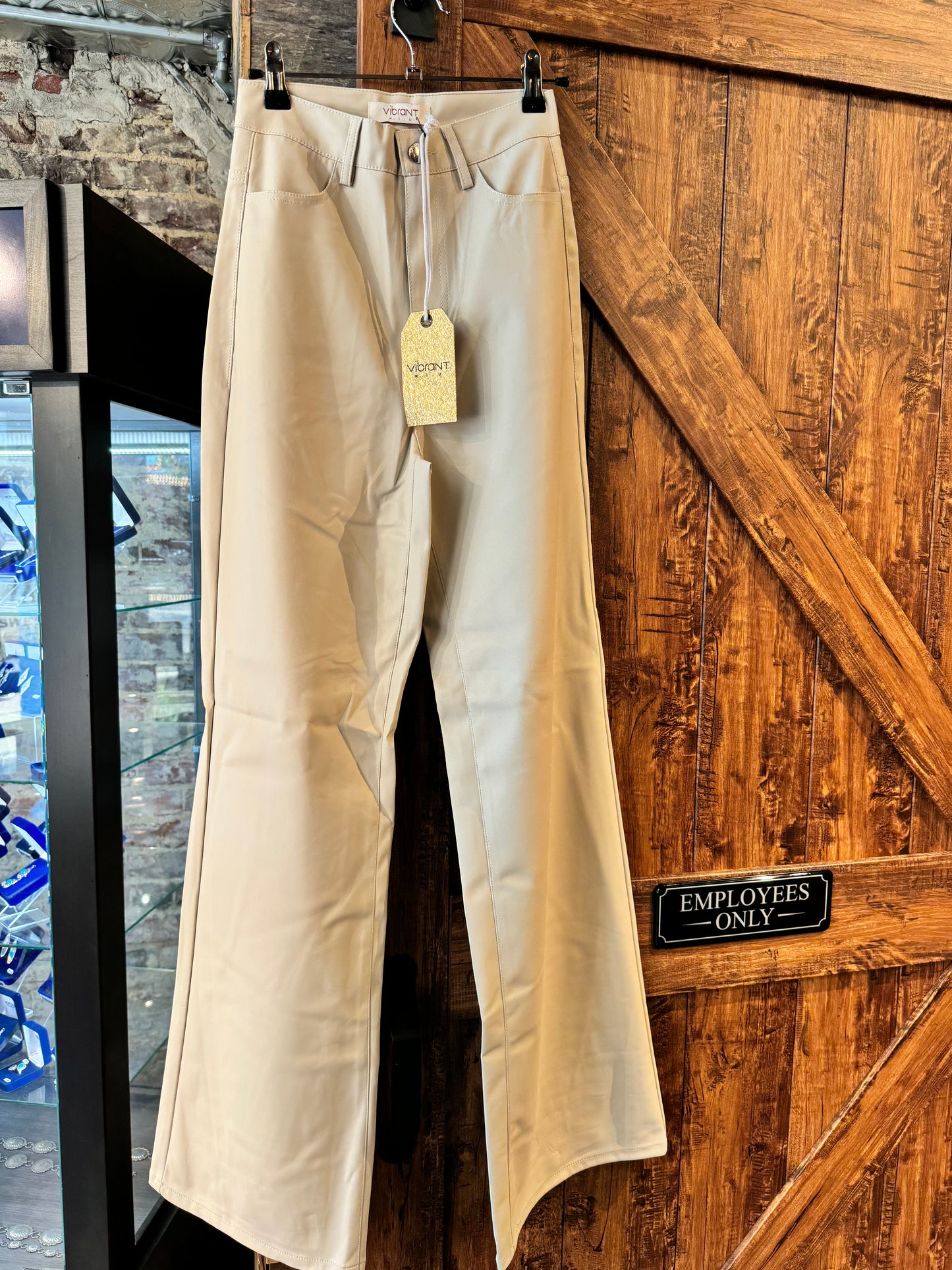 Cream Leather Pants