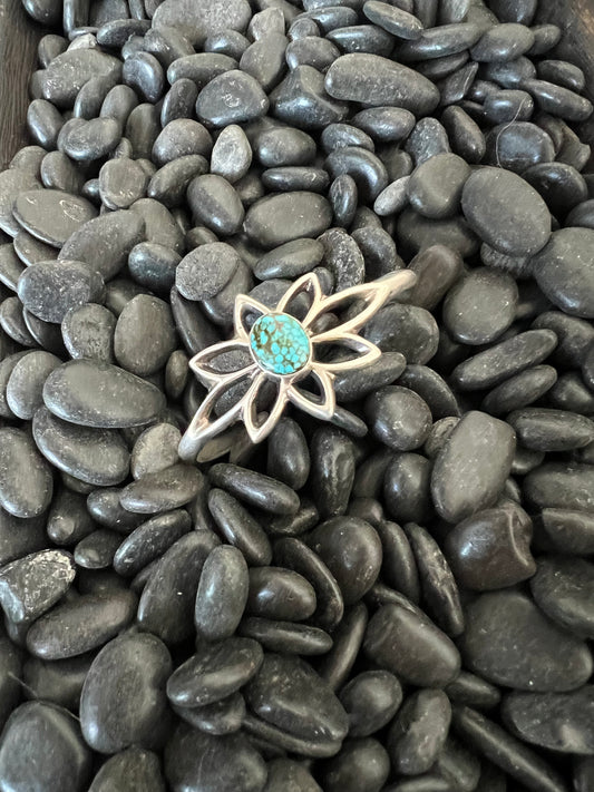 Lotus Single Stone Turquoise Cuff