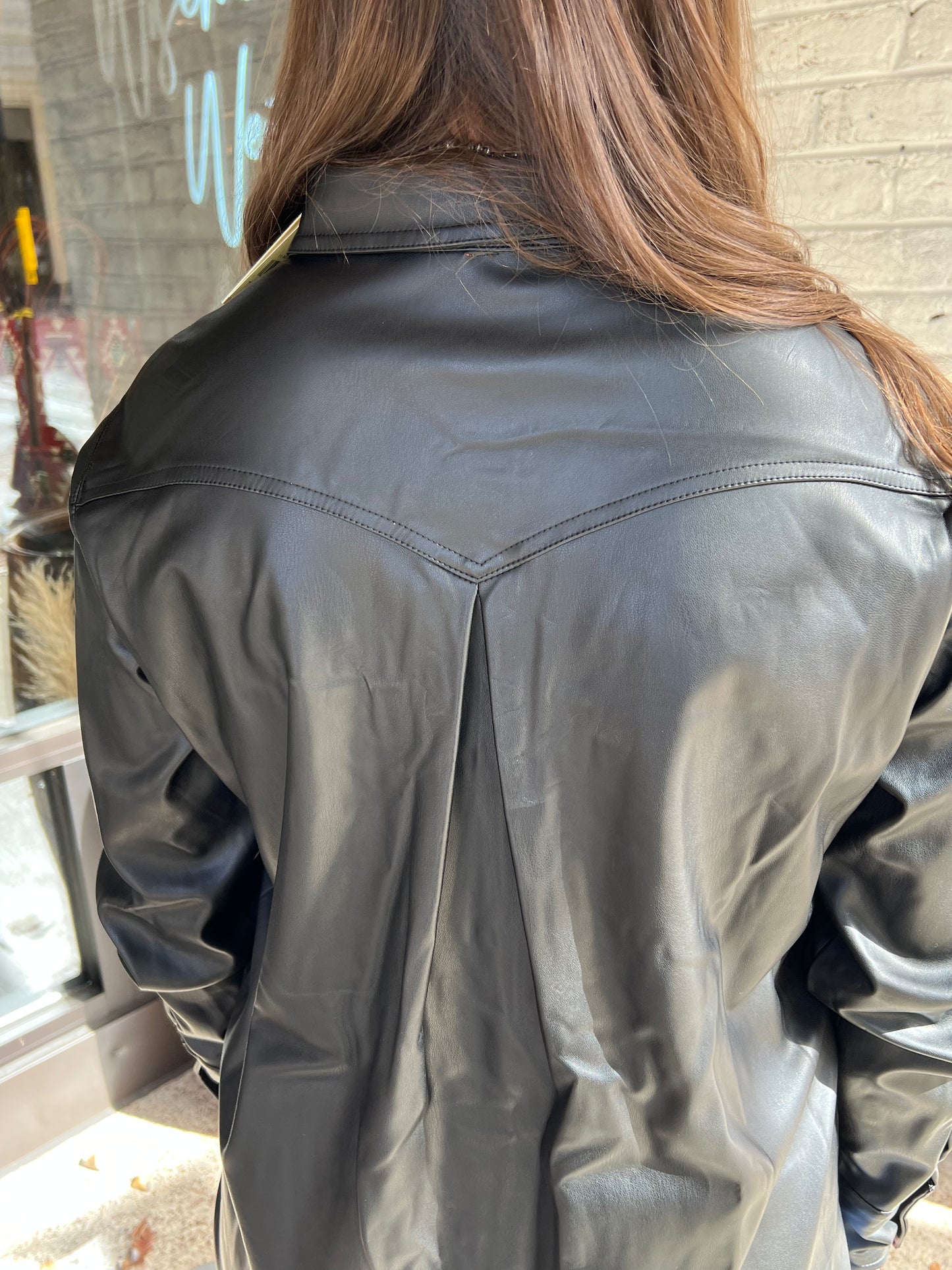 Black Spade Faux Leather Shirt