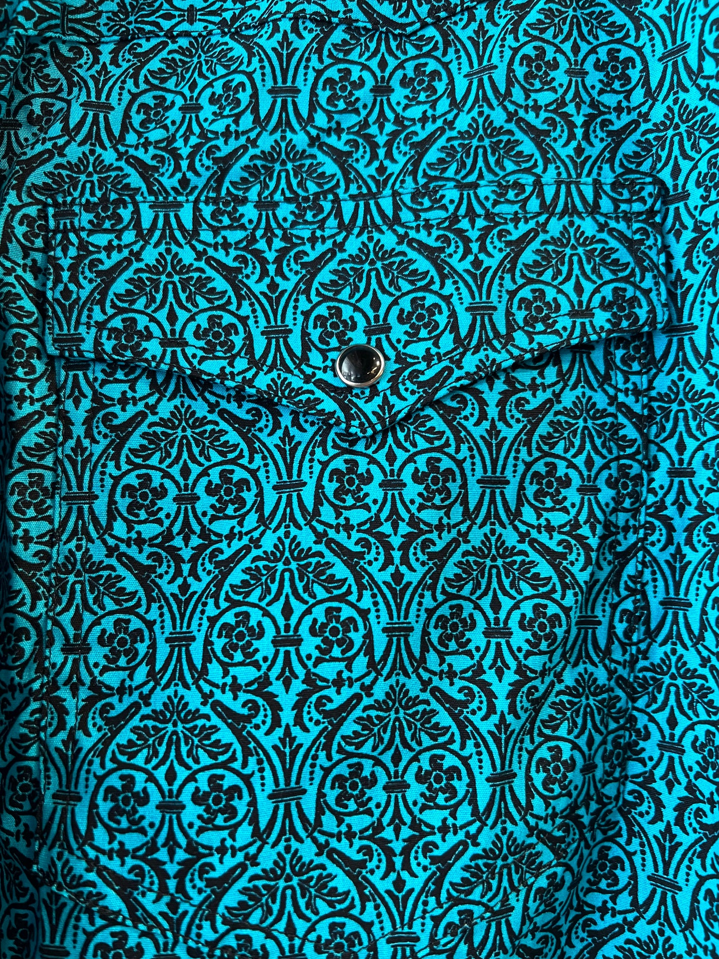 Vintage Teal Print Men’s Snap Up