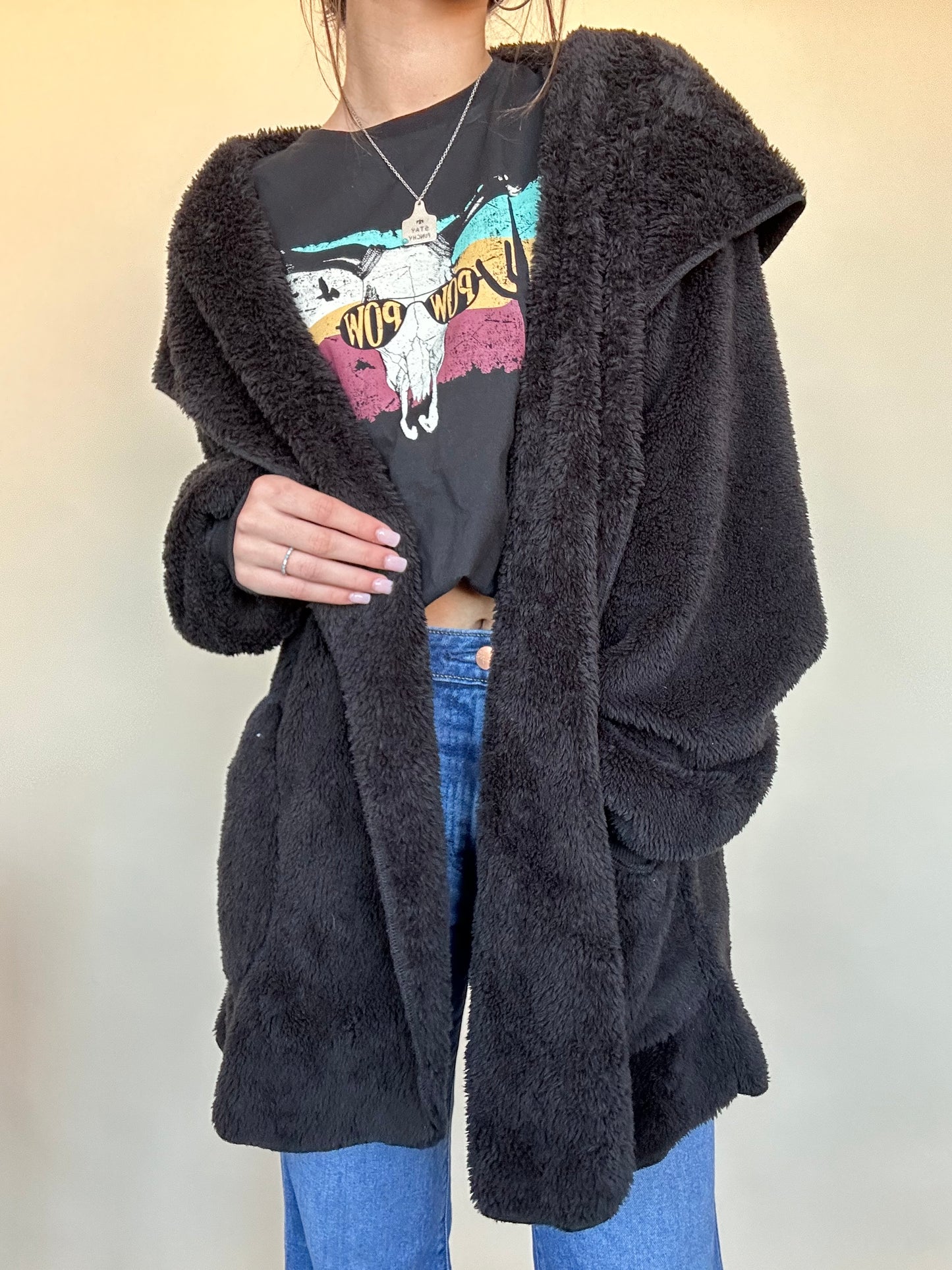 Belle Hooded Cardigan Black