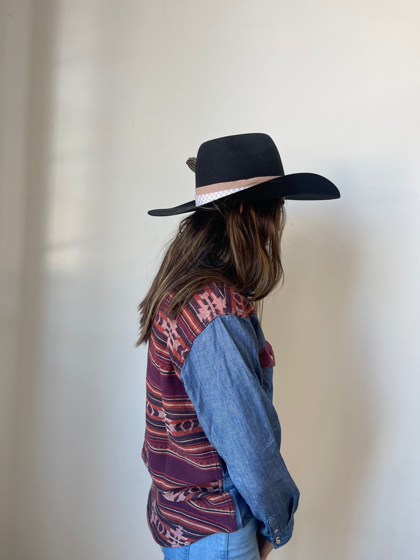 Wrangler Aztec Denim Boyfriend Snap Shirt