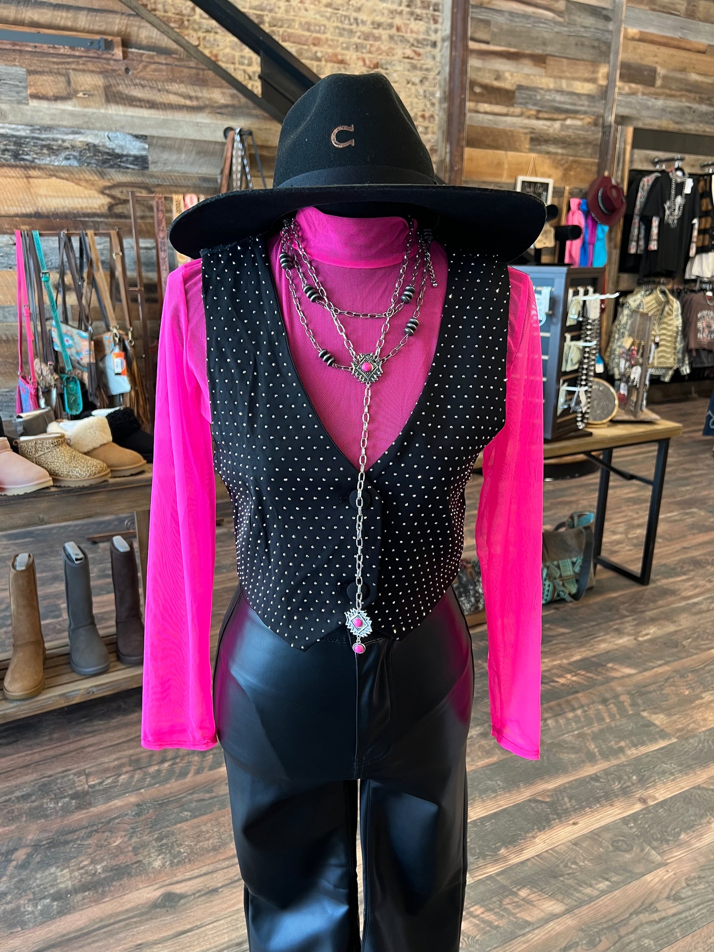 Wednesdays We Wear Pink Mesh Bodysuit