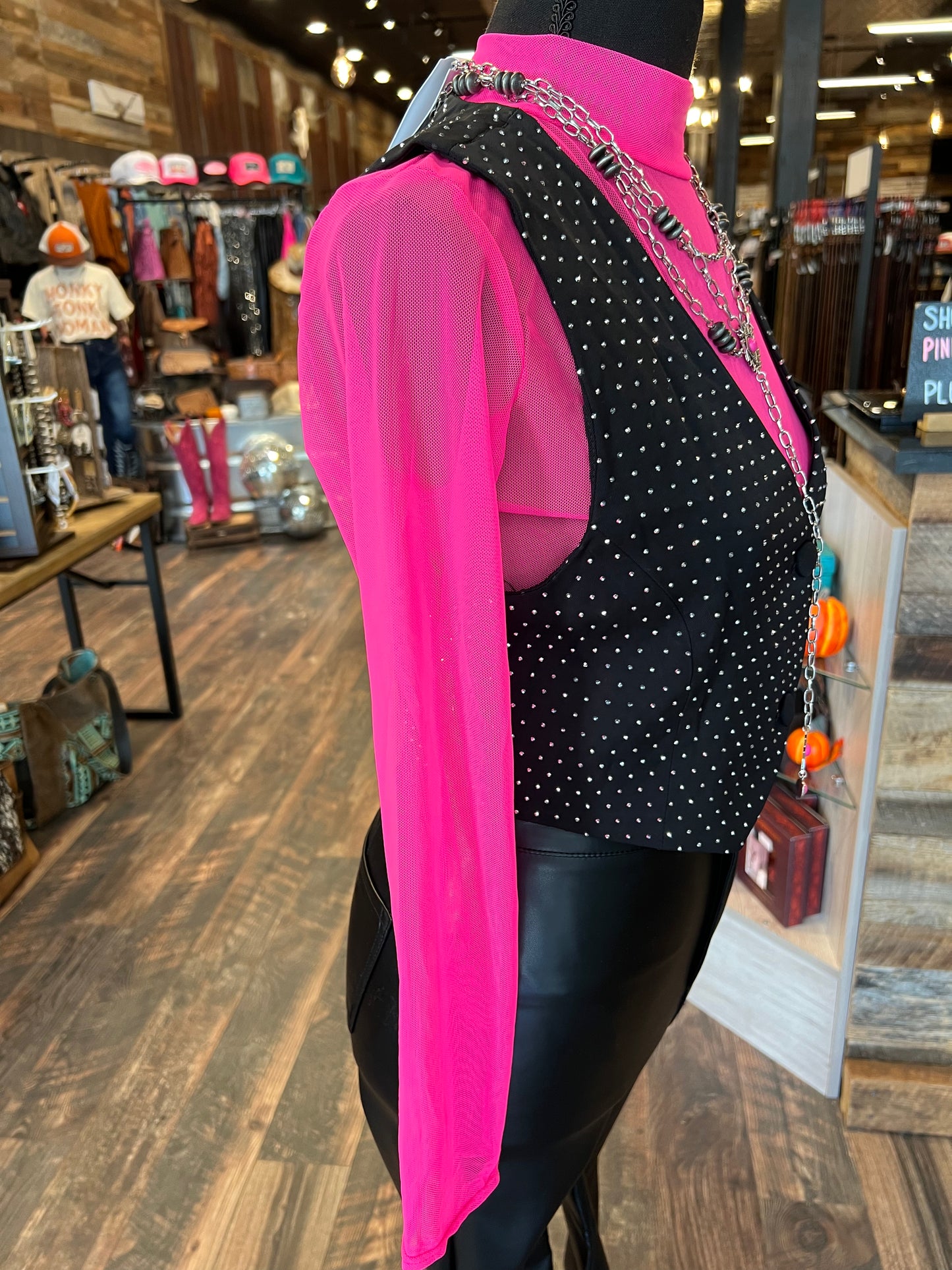 Wednesdays We Wear Pink Mesh Bodysuit