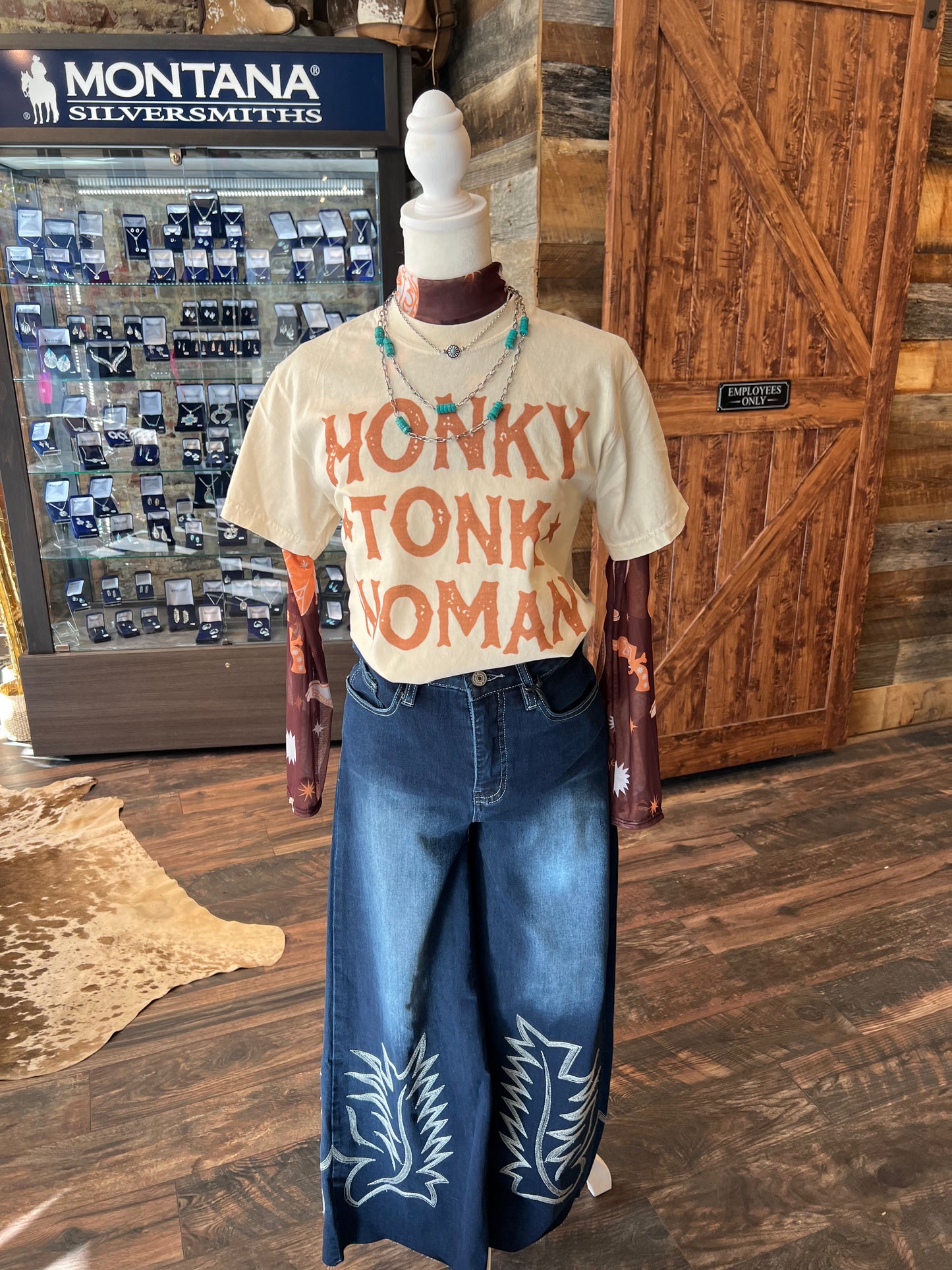 Boot-Stitched Cropped Jeans
