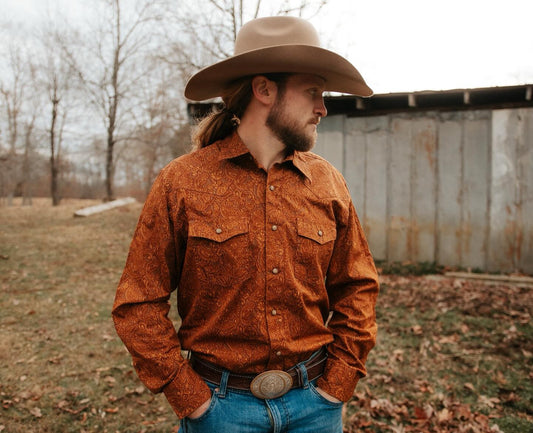 LAST ONE Wrangler Way Out West Rawhide Snap Up