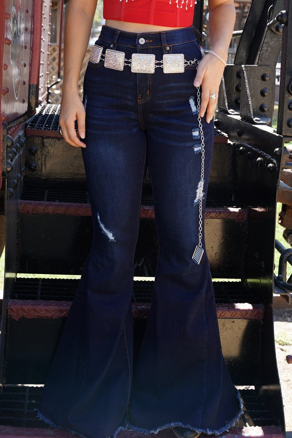 Dark Wash Tummy Control Bell Bottom