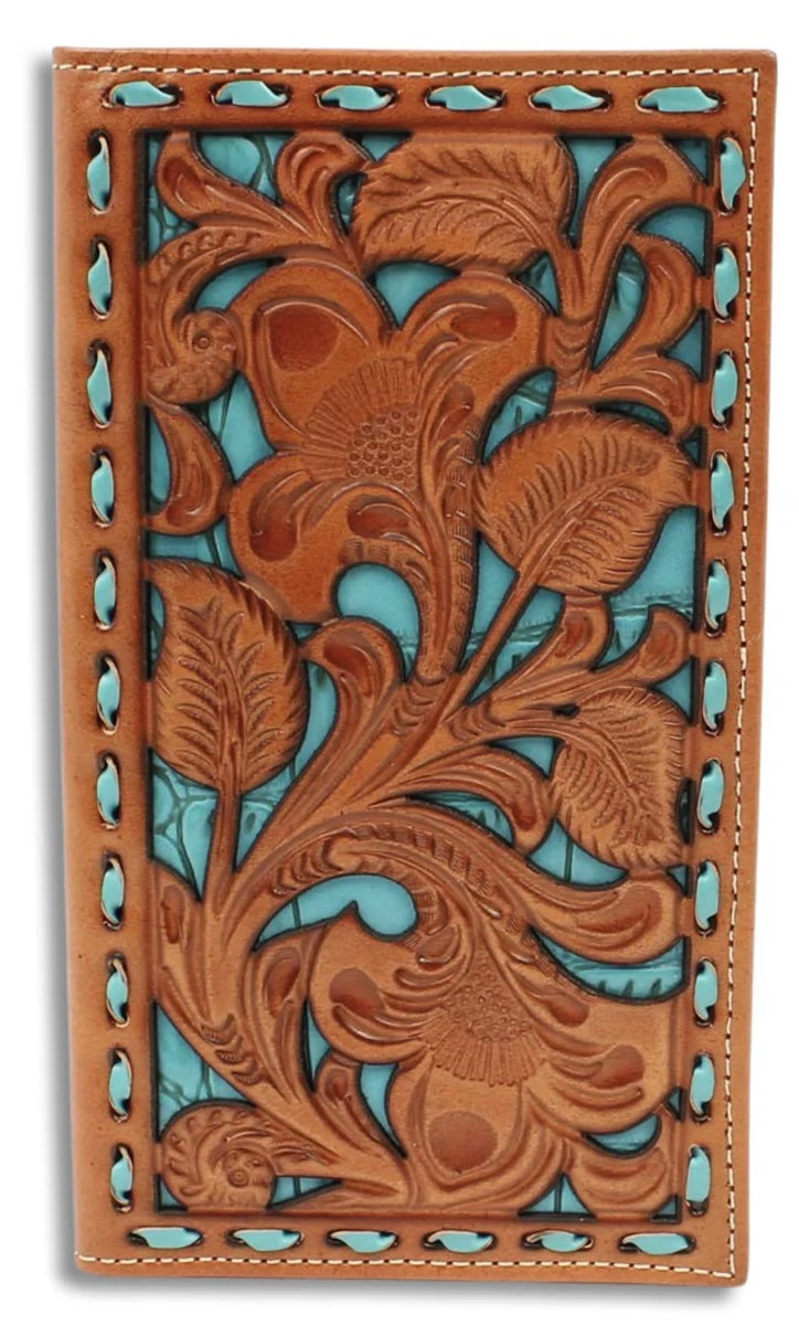 Nacona Floral Turquoise Underlay Rodeo Wallet