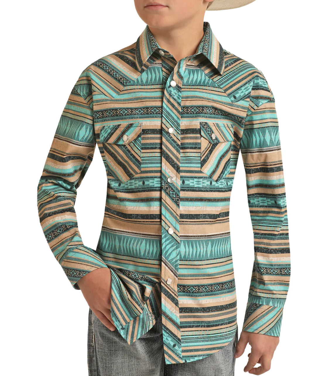 Aztec Stripe Boy's Snap Up