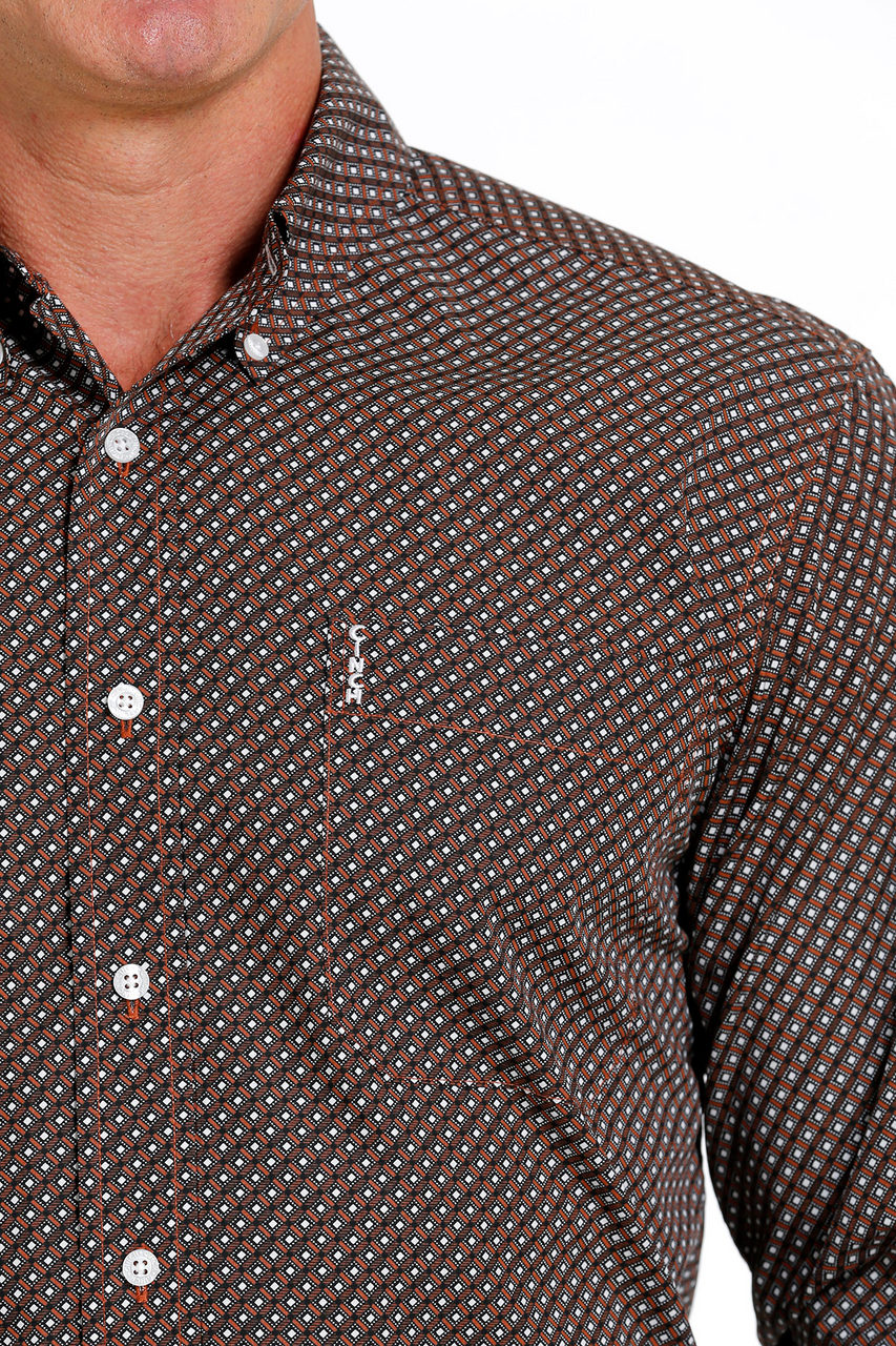 Cinch Men’s Brown Polka Dot Button Up