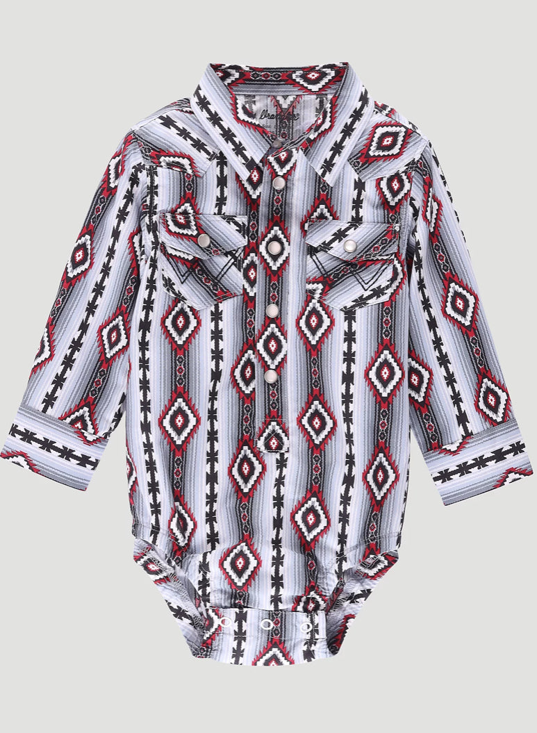 Boys/Toddlers Checotah Long Sleeve Western Snap Crimson Gray