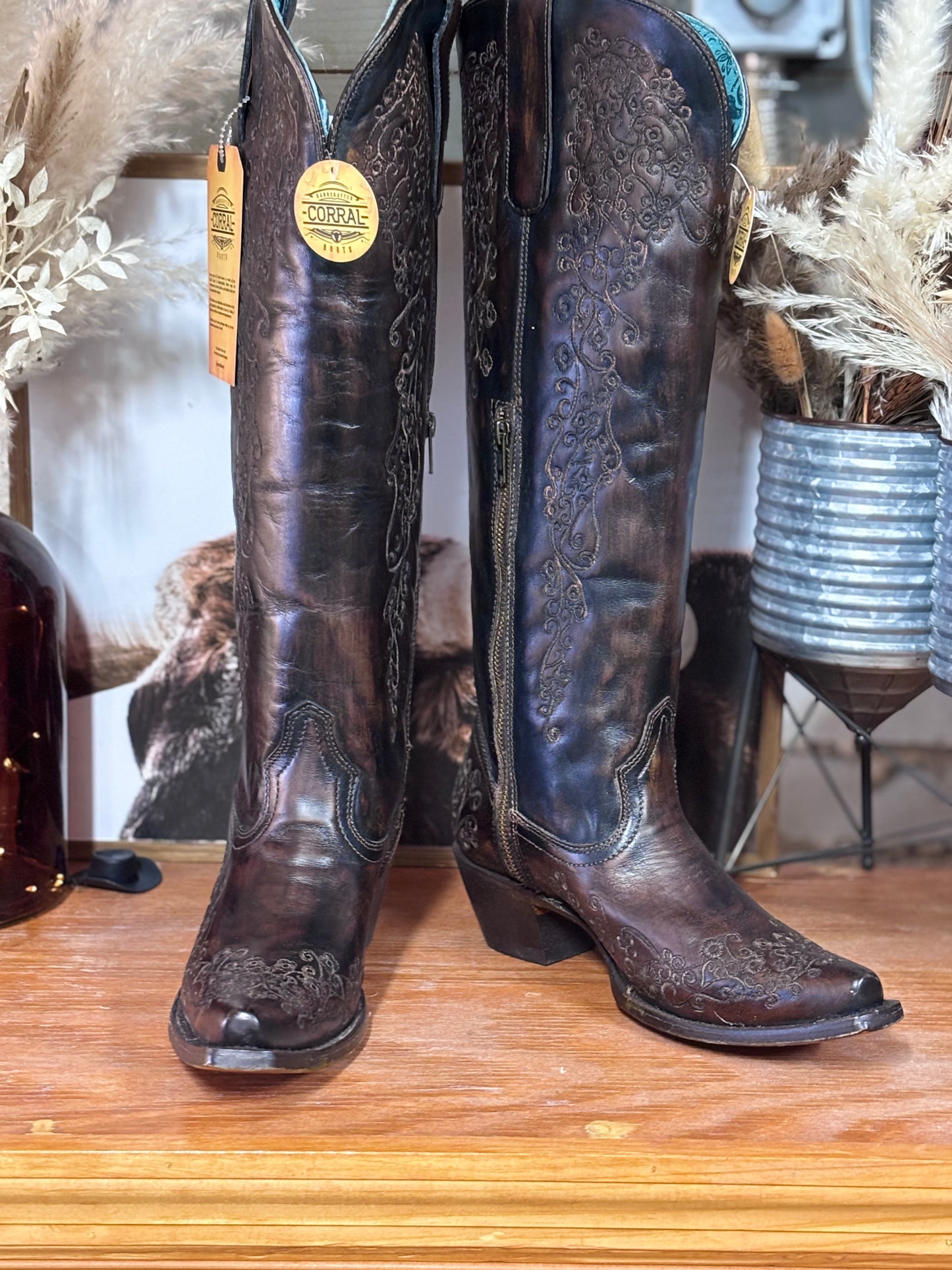 Corral Black Honey Floral Women's Boots