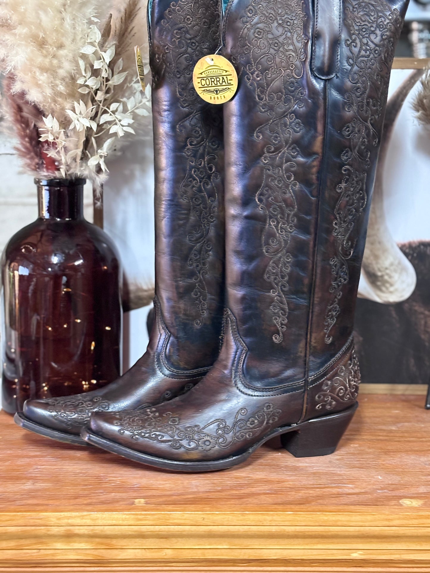 Corral Black Honey Floral Women's Boots