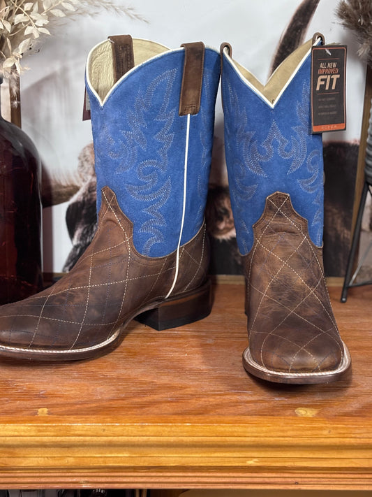 Roper Crossings Brown & Blue Men's Boots