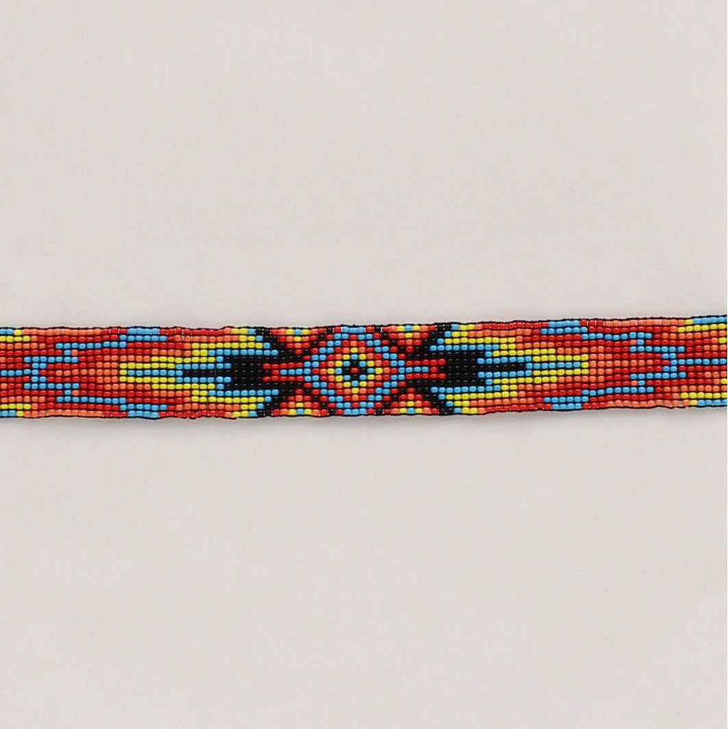 Twister Fire Aztec Seed Bead Hatband