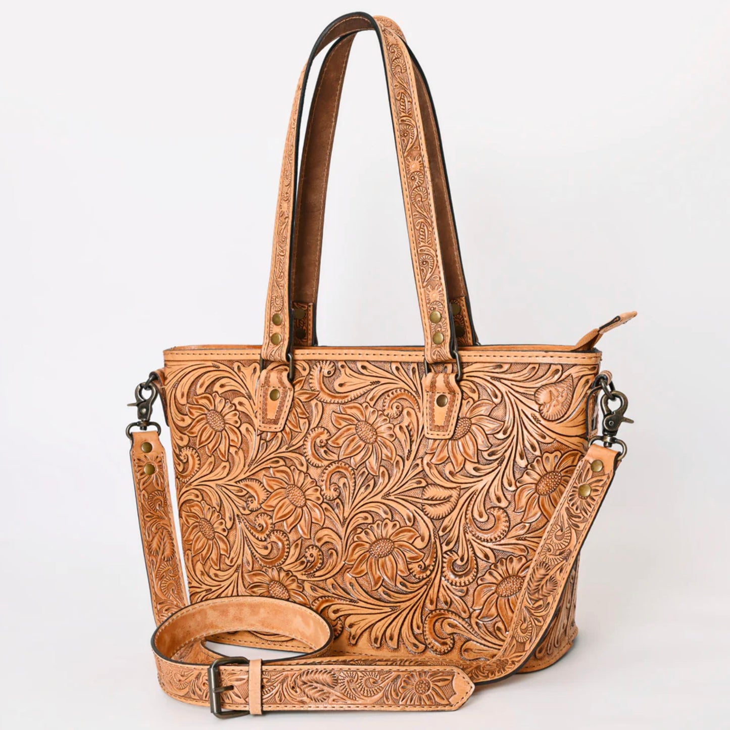 Tooled Sunflower Hand Bag