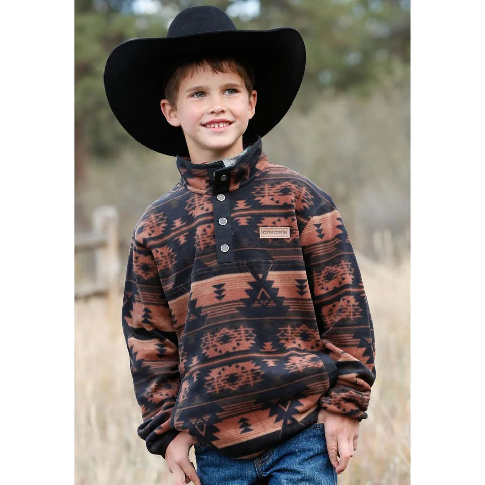 Youth Brown Aztec Polar Fleece