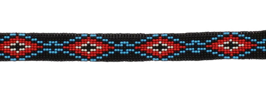 M&F Beaded Black Red Aztec Hatband