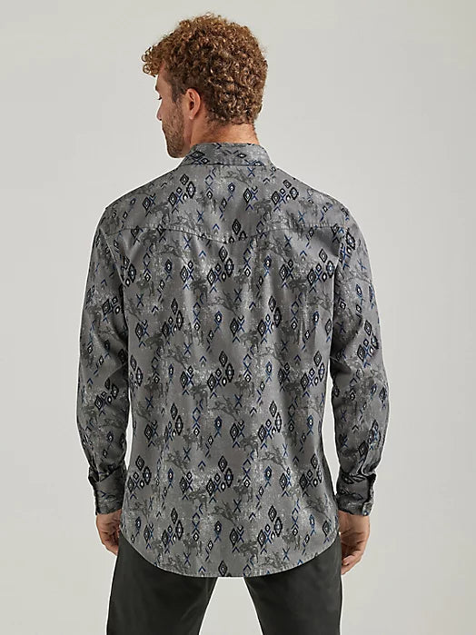 Way Out West Gray Aztec Snap Up