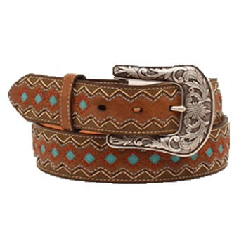 Ariat Leather Zig-Zag Turquoise Diamond Belt