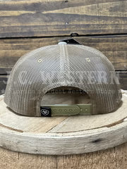 Ariat Mens 7 Panel Camo Boot Stitch Cap Khaki