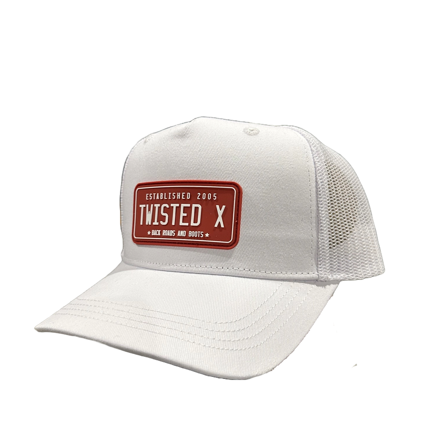 Twisted X License Plate Cap White & Red